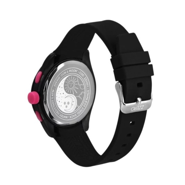 Orologio nero cronografo gomma zzero sun e moon zz9001A2