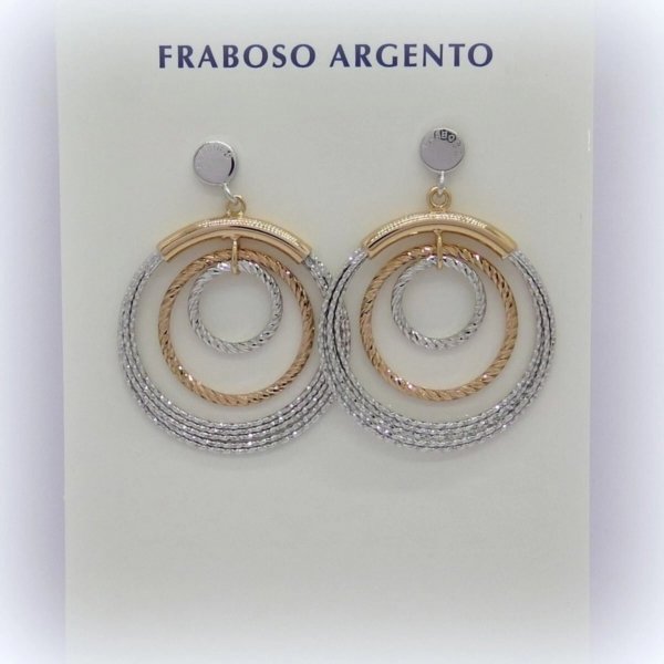 Orecchini pendenti bicolore Fraboso argento