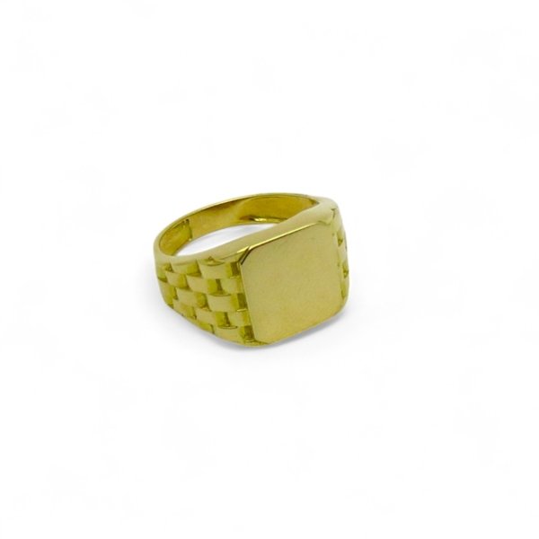 Anello scudo uomo in oro giallo 18 ct