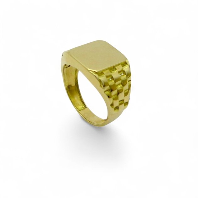 Anello scudo uomo in oro giallo 18 ct