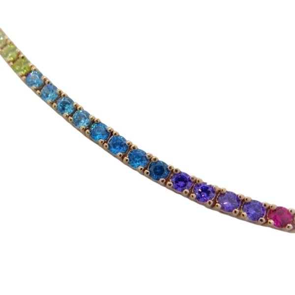 Collana tennis raimbow multicolor arcobaleno in argento 925 placcato oro rosè