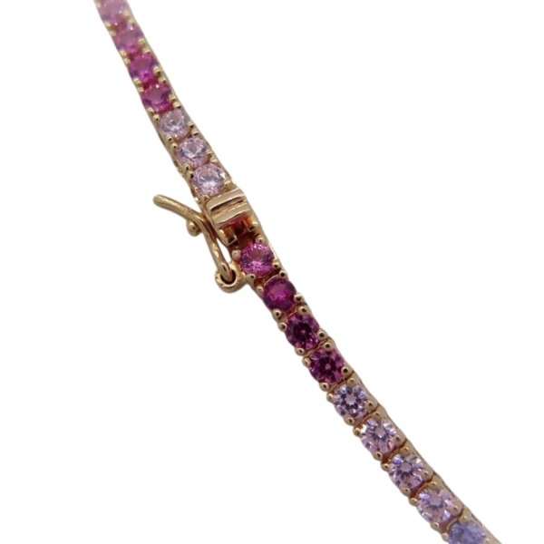 Collana tennis raimbow multicolor arcobaleno in argento 925 placcato oro rosè