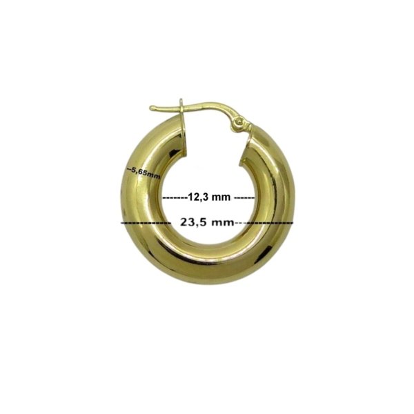 Orecchini cerchio spesso in oro giallo 18 ct