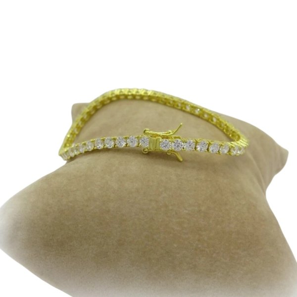 Bracciale tennis dorato in argento 925