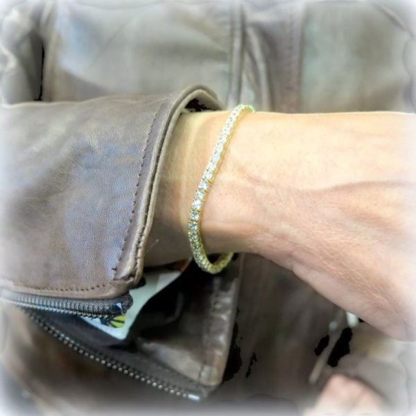 Bracciale tennis dorato in argento 925