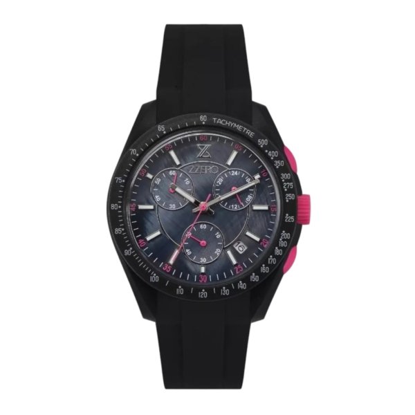 Orologio crono nero cinturino in gomma Zzero ZZ9001A2