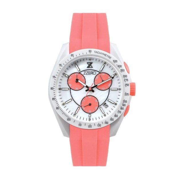 Orologio crono rosa madreperla cinturino in gomma Zzero ZZ9001L2