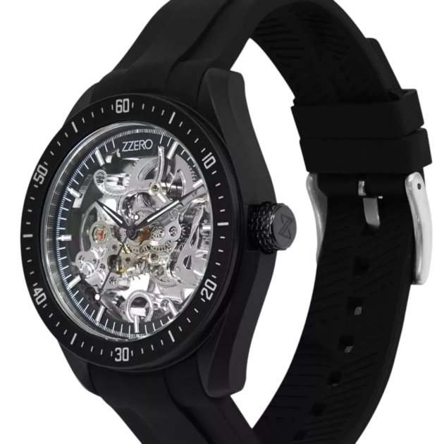 Orologio nero uomo automatico cinturino in gomma