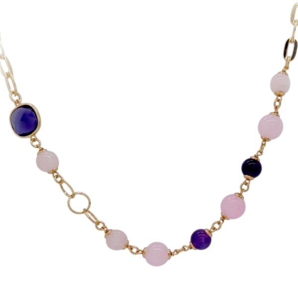 Collana lunga Sovrani Bijoux quarzi rosa e ametista