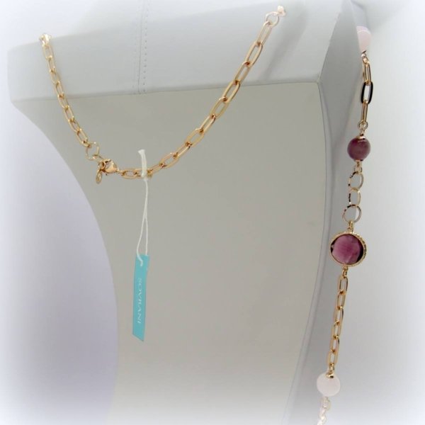 Collana lunga Sovrani Bijoux quarzi rosa e ametista