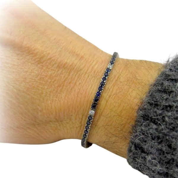 Bracciale tennis blu in argento 925