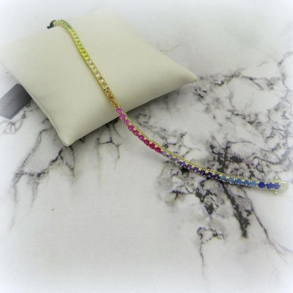 Bracciale tennis pietre arcobaleno in argento 925