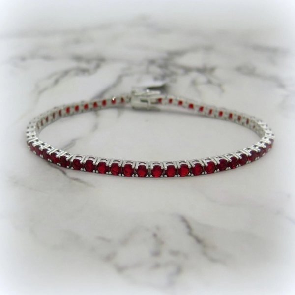 Bracciale tennis pietre rosse in argento 925