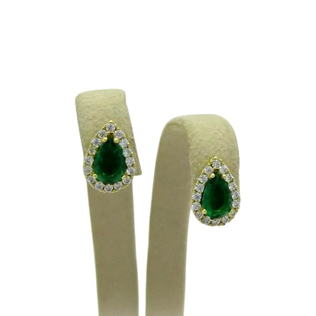 Orecchini goccia verde in oro giallo 18 ct