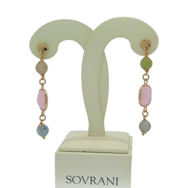 Orecchini pendenti Sovrani quarzo rosa