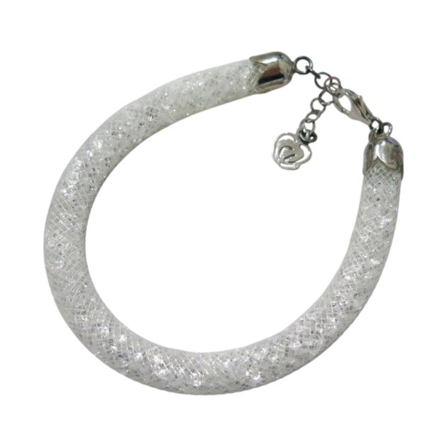 Bracciale estivo bianco con rete zirconi e cristalli all'interno