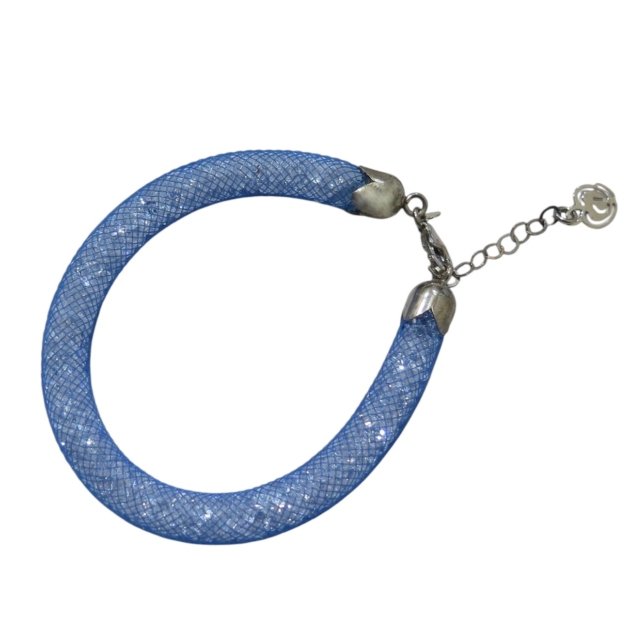 Bracciale estivo rete blu e zirconi e cristalli all'interno