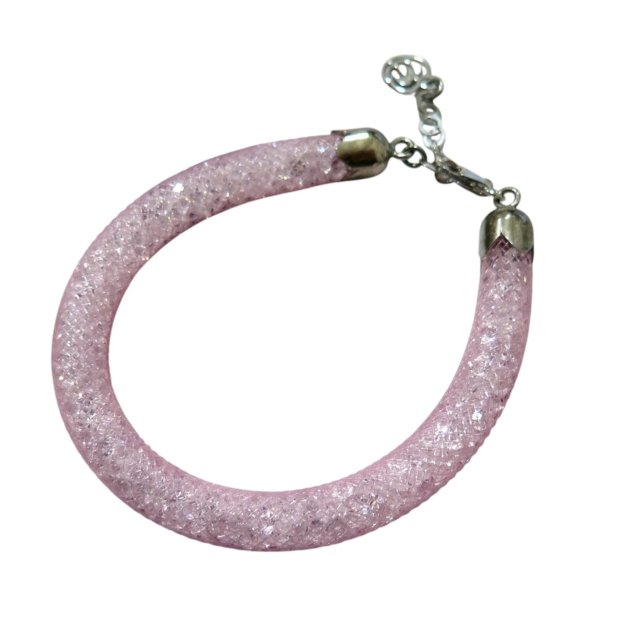 Bracciale estivo rete rosa e zirconi e cristalli all'interno