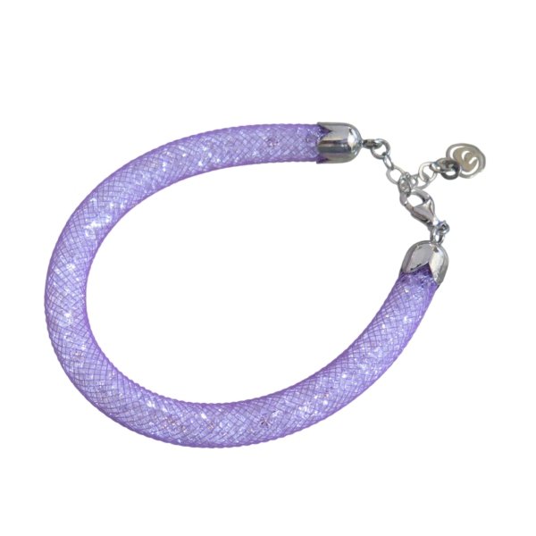 Bracciale estivo rete viola zirconi e cristalli all'interno