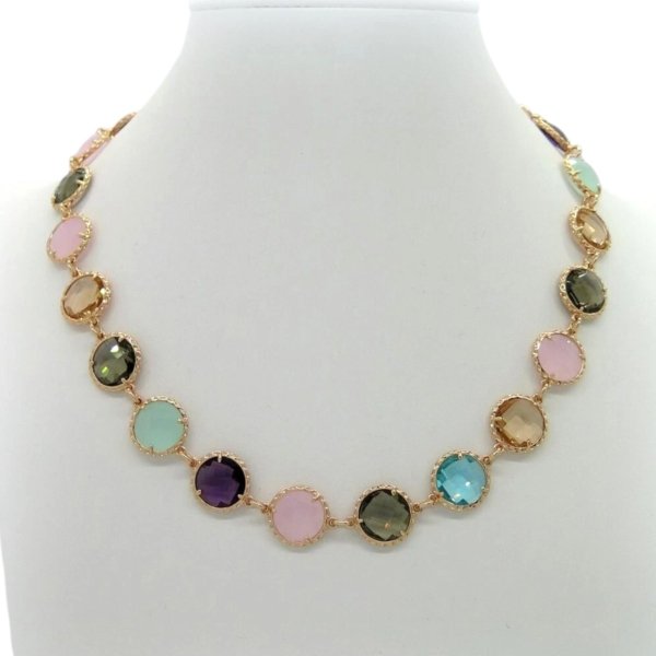 Collana Sovrani cristalli multicolor arcobaleno