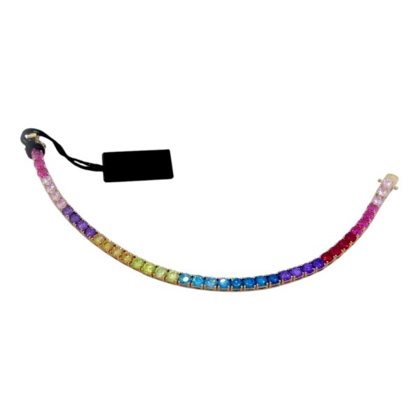 Bracciale Tennis arcobaleno multicolor in argento 925 placcato oro rosè