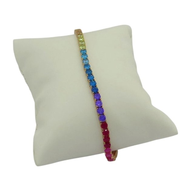 Bracciale Tennis arcobaleno multicolor in argento 925 placcato oro rosè