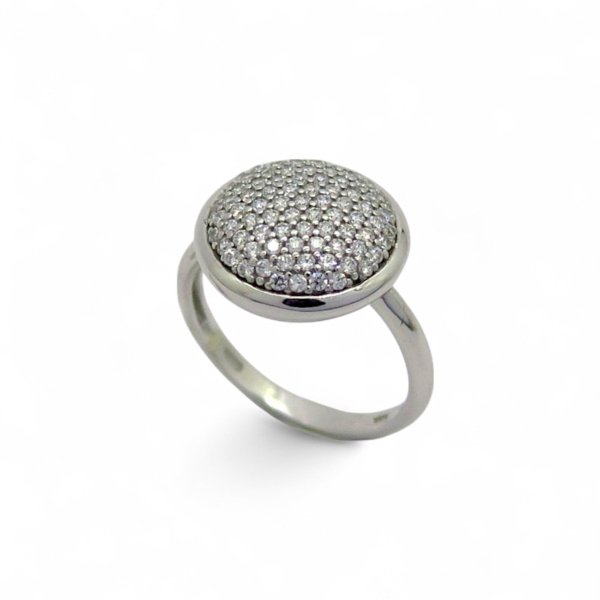 Anello donna pavè in oro bianco 18 ct