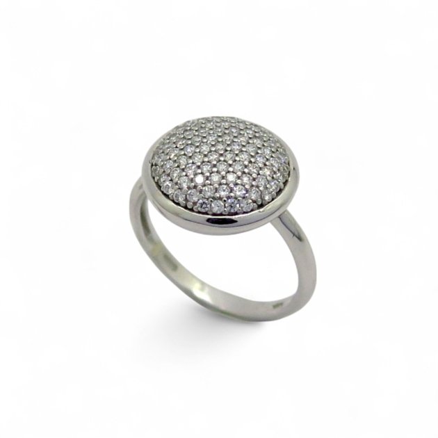 Anello donna pavè in oro bianco 18 ct