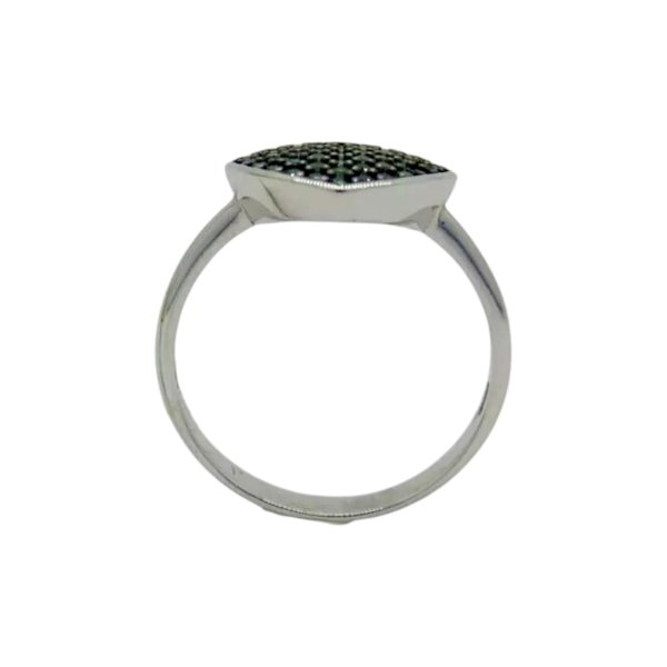 Anello pavè cuore in oro 18 ct e zirconi verdi