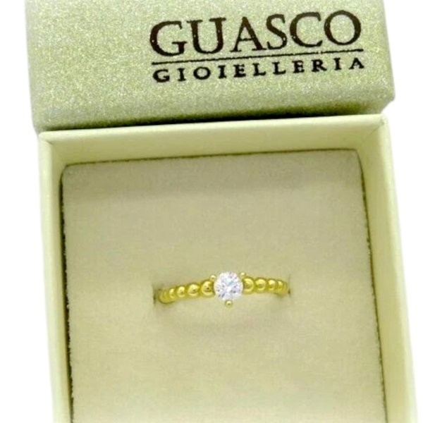 Anello solitario in oro giallo 18 ct sfere
