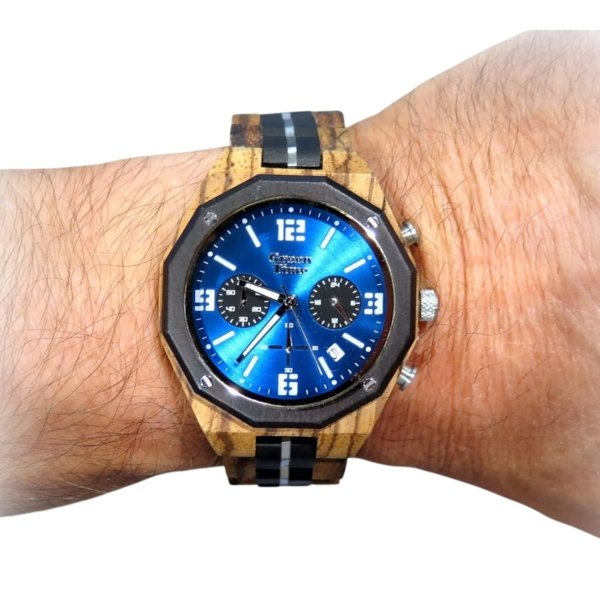 Orologio in legno quadrante blu Green Time ZW184A