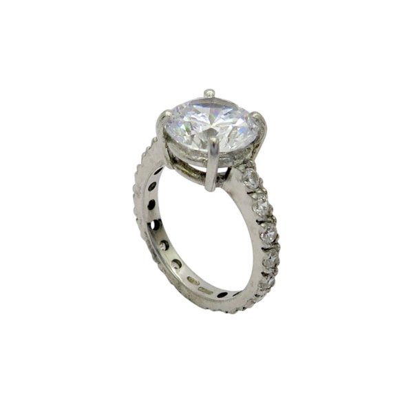 Anello solitario grande centro in argento 925
