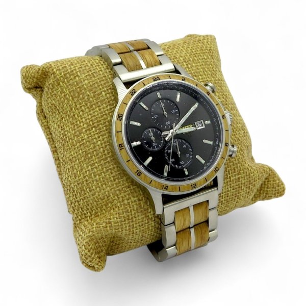 Orologio crono uomo inserti in legno