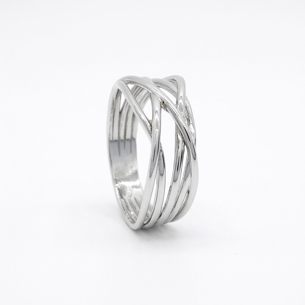 Anello filo in oro bianco 18 ct