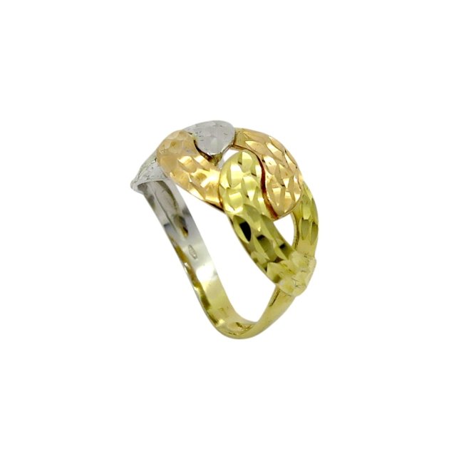 Anello groumette diamantata in oro tre colori