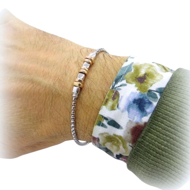 Bracciale uomo Venerio in argento 925 dischi placcati oro rosa