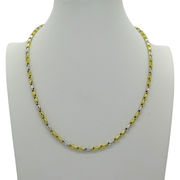 Collana uomo barilotti in oro giallo e bianco 18 ct