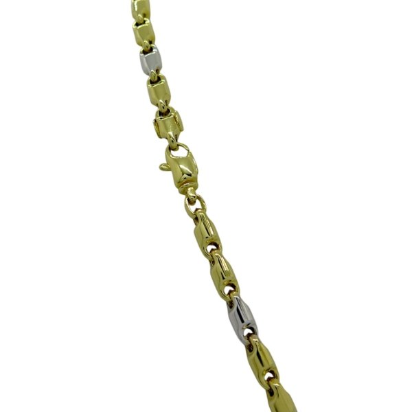 Collana uomo barilotti in oro giallo e bianco 18 ct