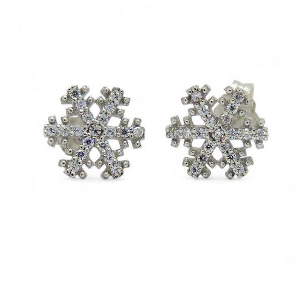 Orecchini fiocco di neve in oro bianco 18 ct e zirconi