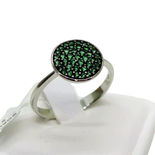Anello donna in oro 18 ct e pietre verdi