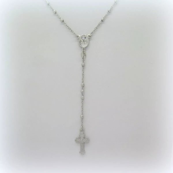 Collana rosario in argento 925 rodio