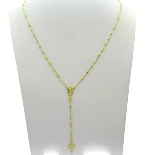 Collana rosario in argento 925 placcato oro giallo