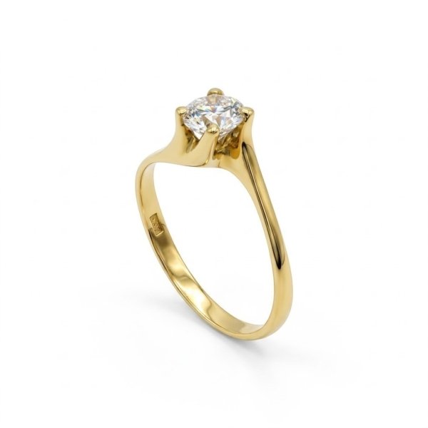 Anello solitario in oro giallo