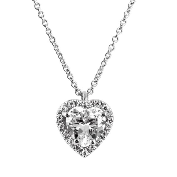 Ciondolo cuore bianco e contorno in argento 925