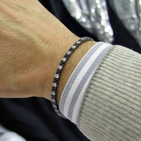 Bracciale tennis uomo pietre alternate
