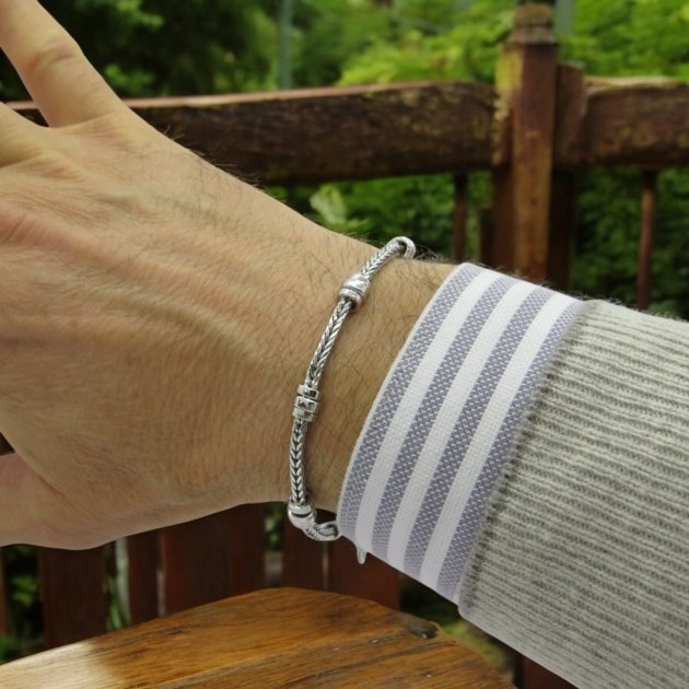 Bracciale uomo in argento rodiato