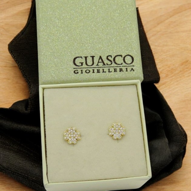 Orecchini quadrifoglio oro giallo 18 ct e pietre