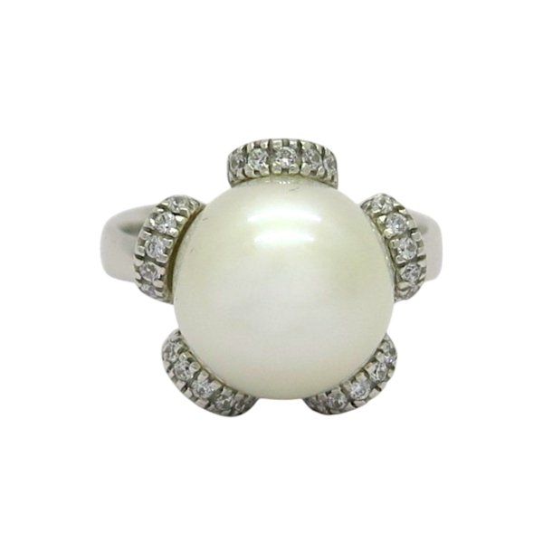Anello donna perla in oro bianco 18 ct