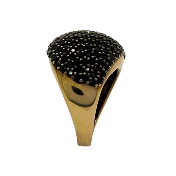 Anello fascione pietre nere in argento placcato oro rosè