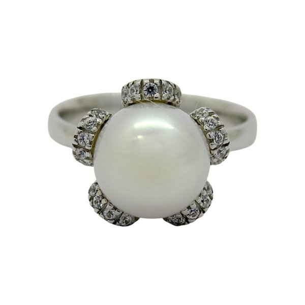 Anello perla in oro bianco